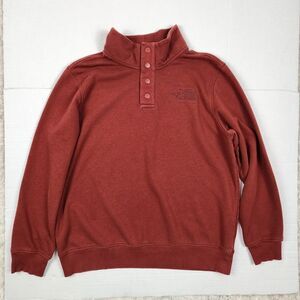 The North Face Sweatshirt Sweater Brick Red Snap Button-Up Pullover Top Size XL